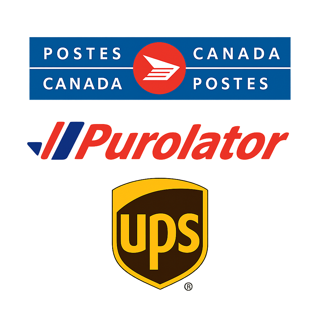 Canada Post, Purolator and UPS logos
